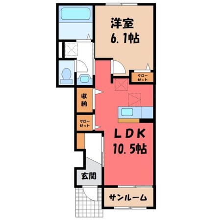 宇都宮駅 バス14分  横川西小学校前下車：停歩7分 1階の物件間取画像